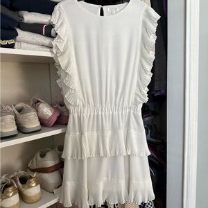 TCEC Elegant White Kids Dress with Ruffles